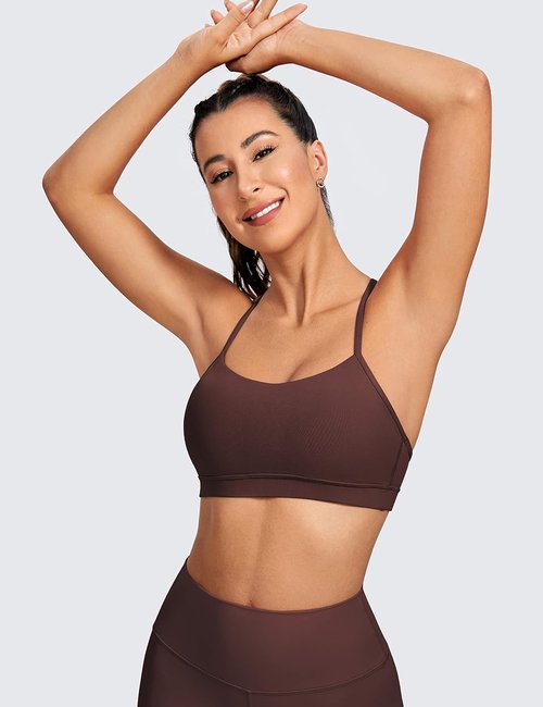 CRZ YOGA Butterluxe Y-Back Sports Bra for Women - Padded Racerback Yoga Top in Stylish Design
