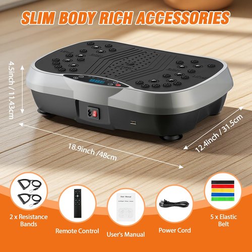 ALSO GO Vibration Plate Exercise Machine, 6 Workout Modes & 120-Level Full Body Workout Vibrating Plate for Lymphatic Drainage Weight Loss, 400lbs Capacity Shake Fitness Platform with Resistance Bands