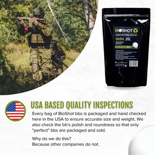 Bioshot Biodegradable Airsoft BBS - .20g 5000 Rounds Super Slick Polish - Seamless Competition Match Grade for All 6mm Airsoft Guns and Accessories