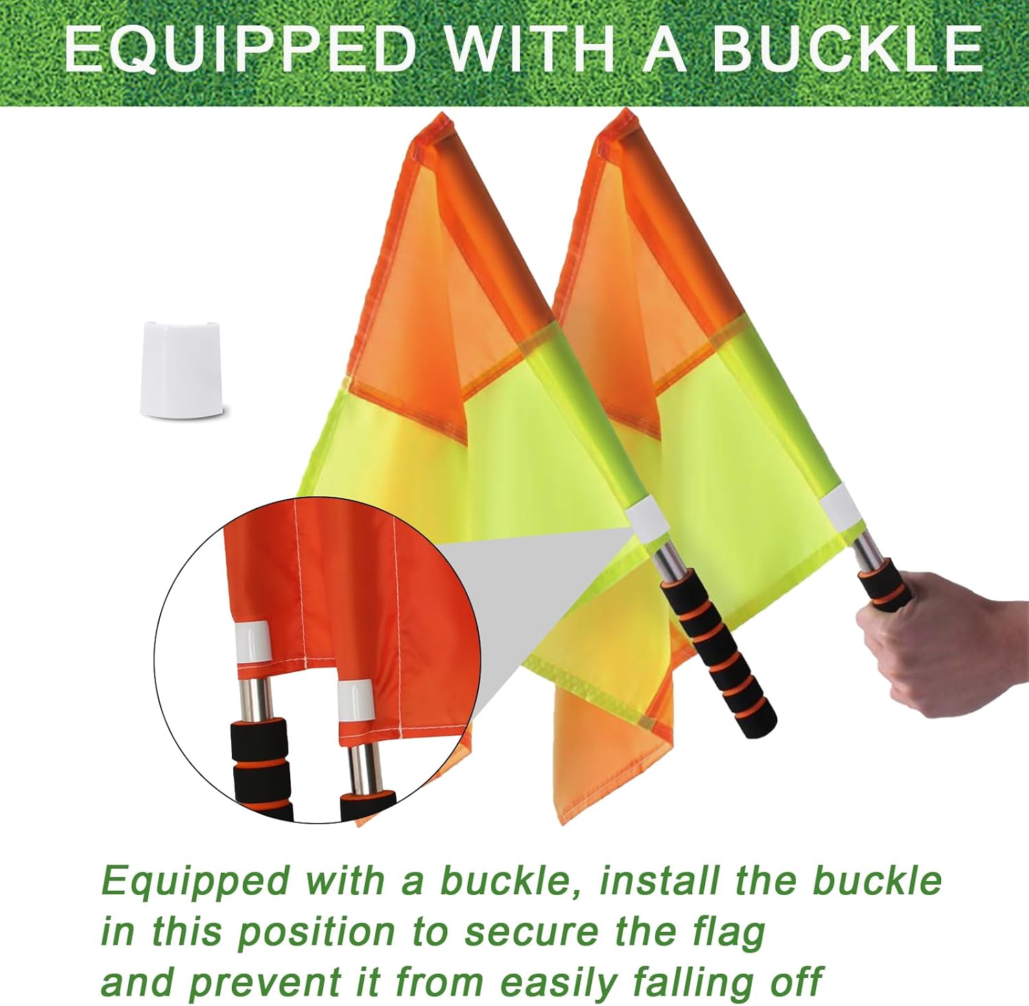 Redgino Soccer Referee Kit - 2 Pcs Checkered Linesman Flags, Red & Yellow Cards, Whistles & Storage Bag