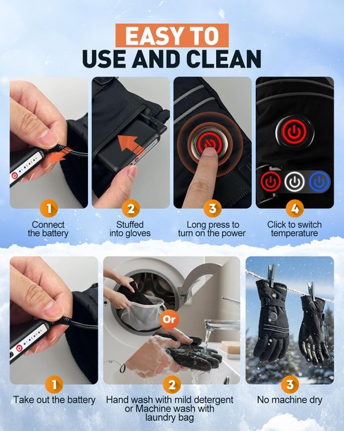 Zoomsnail Heated Gloves for Men Women, Rechargeable Battery Heated Gloves with Touchscreen for Hunting Camping Skiing (Large)