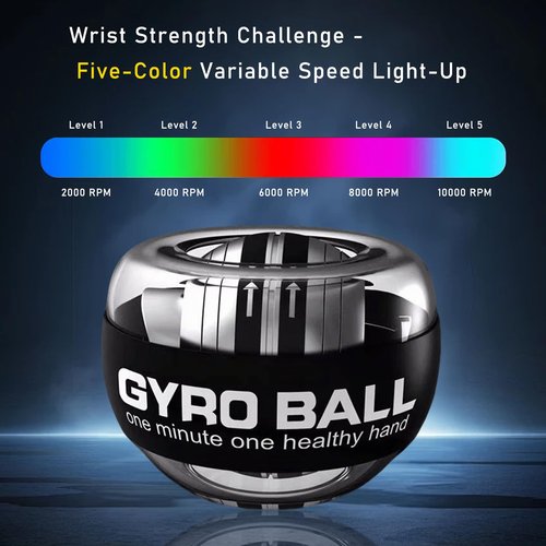 Hand Grip Strengthener Ball, Wrist Ball gyro ball Exerciser, Auto-Start Wrist Balls Hand Exerciser, Devices with LED Lights for Strengthening Arms, hand strengthening devices,powerball gyro exerciser (Baseball)