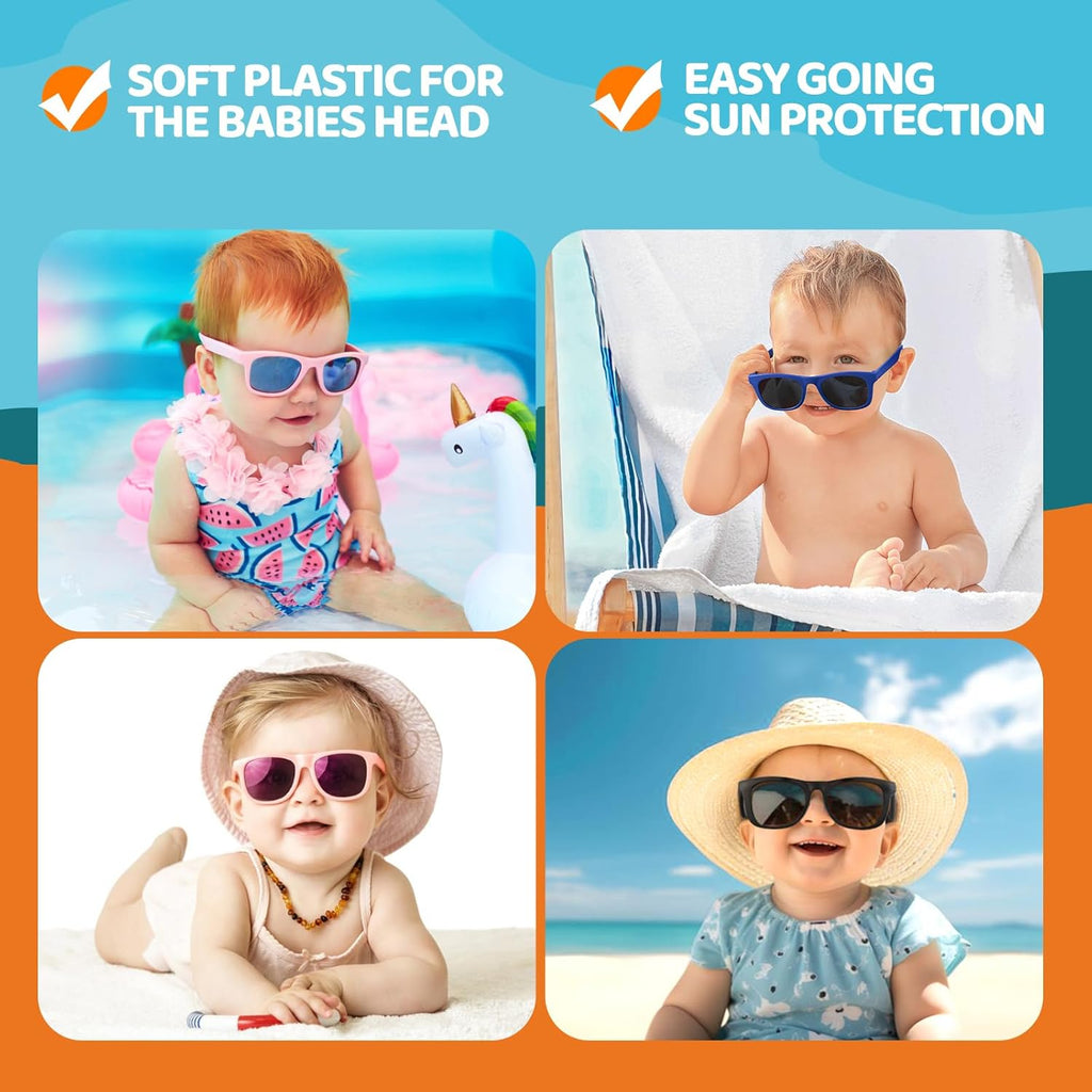 RIVBOS Baby Sunglasses - UV400 Polarized Protection with Flexible Strap | For Infants & Toddlers (0-24 Months)