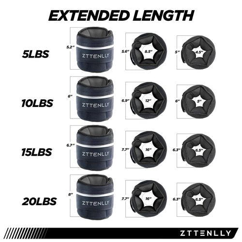 Adjustable Ankle Weights 1-5/10/15/20LBS Pair with Carry Bag - Breathable Fabrics, Reflective Trim - Strength Training Leg Wrist Arm Ankle Walking Weights Sets for Women Men Kids