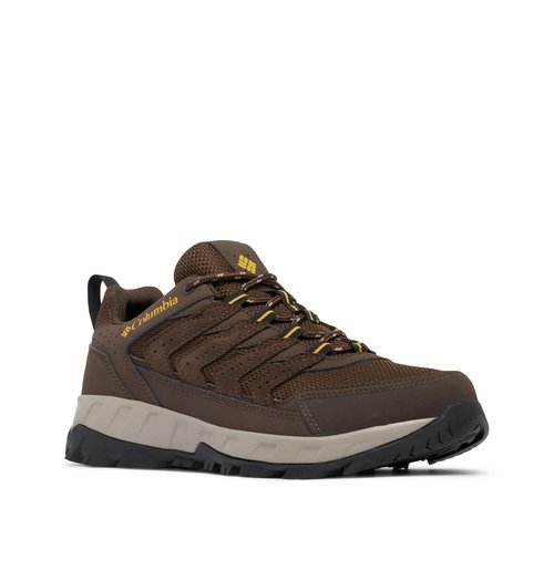 Columbia Mens Strata Trail Low Waterproof, Cordovan/Golden Yellow, 9.5