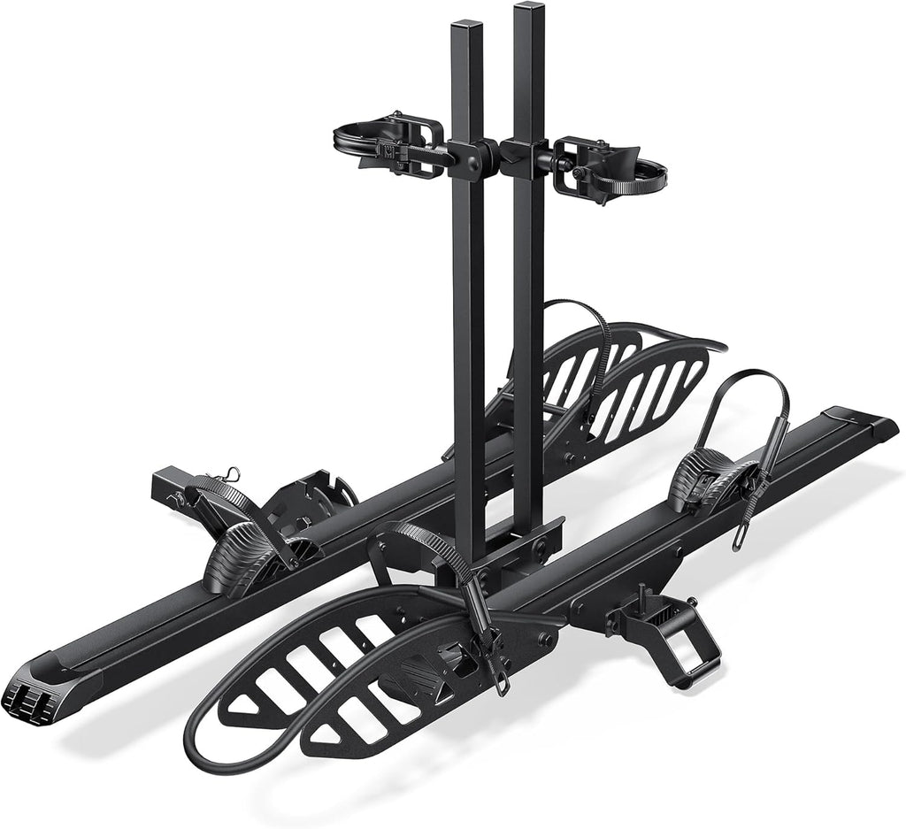 Young Electric Bike Rack - Heavy Duty Hitch Mount Carrier for 2 Ebikes | 200lb Capacity, Smart Tilting & One-Hand Folding, Fits 5-Inch Fat Tires