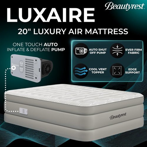 Beautyrest Luxaire Full Size Luxury Air Mattress - 20 Inch Height, Cool Vent Top & Smart Pump