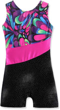 Belovance Gymnastics Leotards for Girls - Sparkle Butterfly & Flower Pattern | Hot Pink & Black