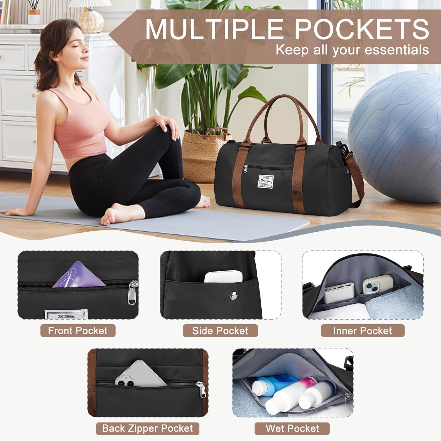 Skiennix Gym Bag - Versatile Sports Duffle with Shoe Compartment | Black & Brown Options for Travel and Workouts
