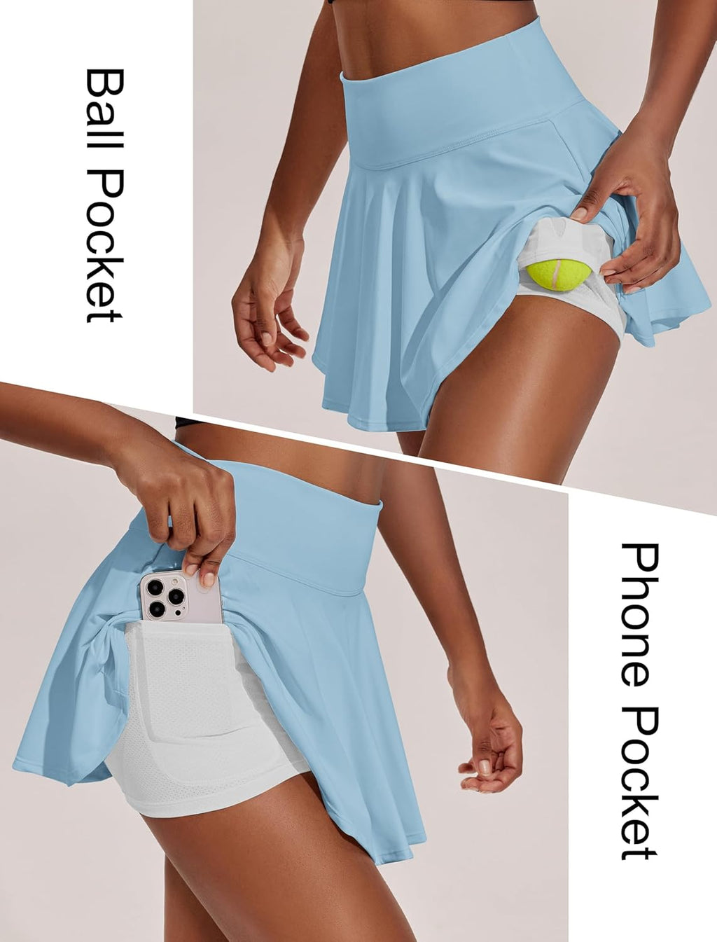 PINSPARK Women's Tennis Skirt - Pleated Athletic Skort with Pockets for Golf & Pickleball | High Waisted