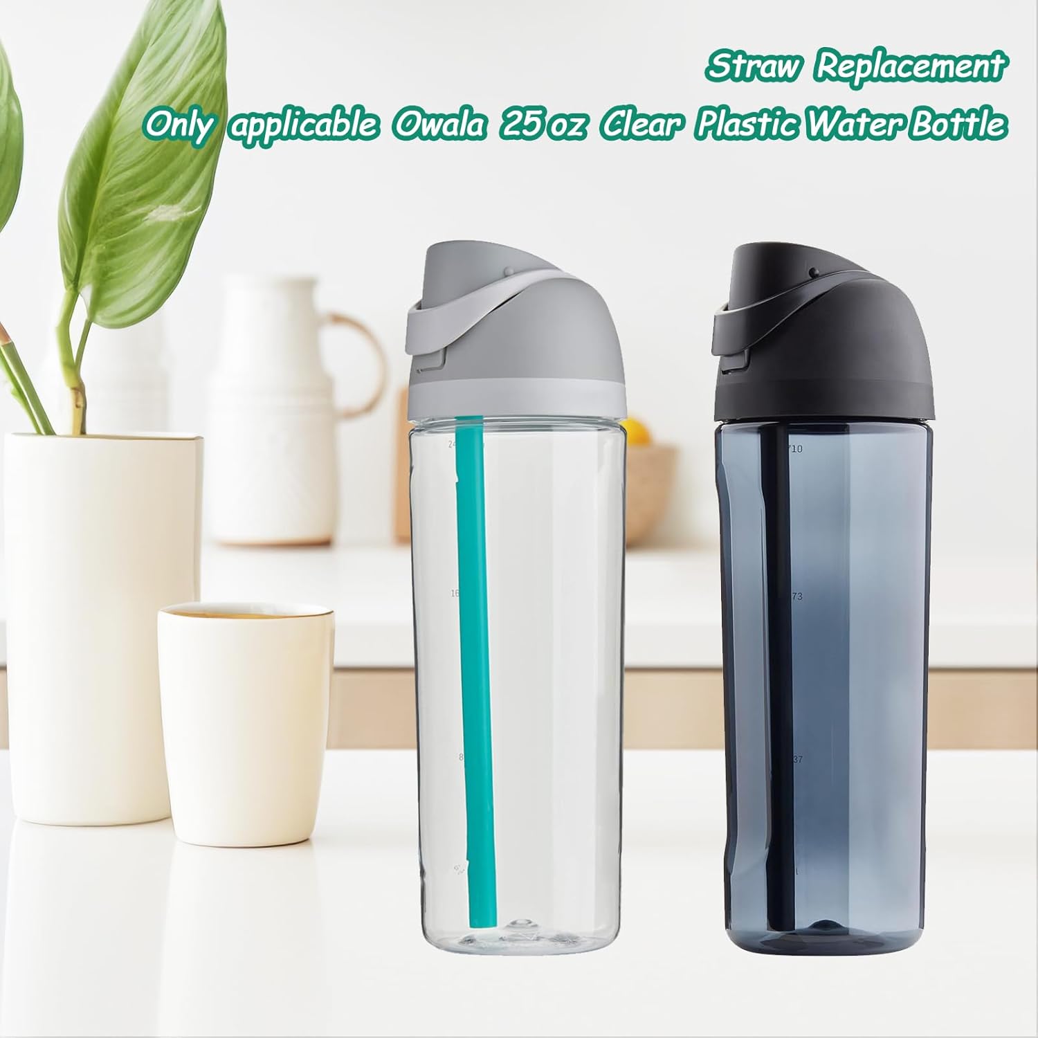 Owala 25 oz Water Bottle Straws - BPA-Free Reusable Transparent Straws with 2 Cleaners | 6-Pack