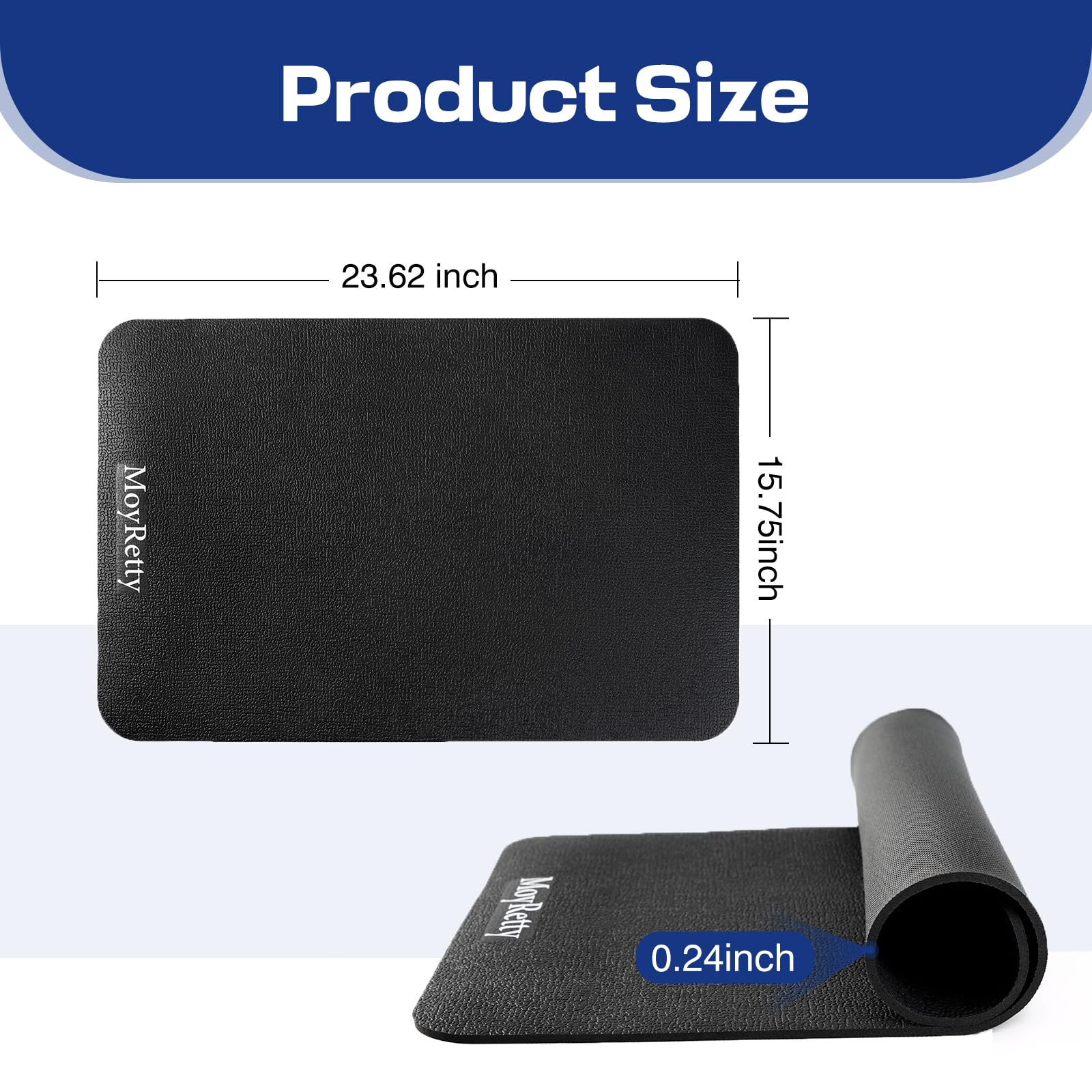 MoyRetty Non-Slip Workout Mat for Under Desk Elliptical(23.62x15.75 inches), Ellipse Leg Exerciser Machine Mat, Suitable for Electric Seated Foot Pedal Exerciser, Stability and Floor Protection