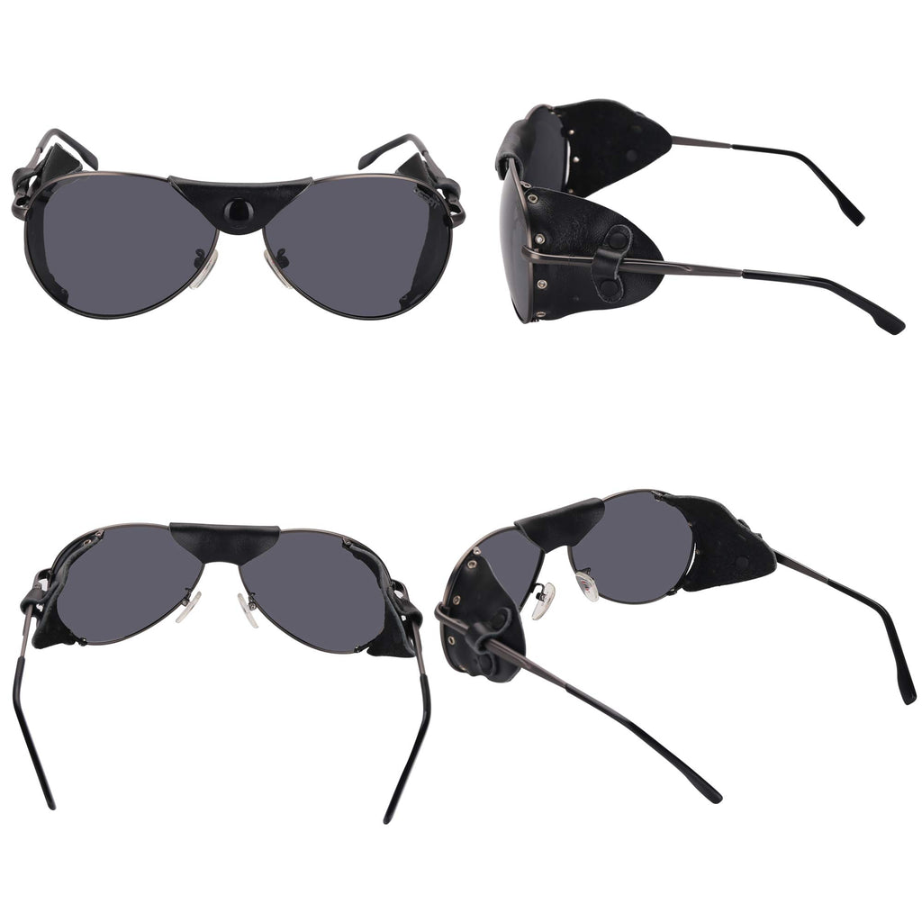 OSSAT Polarized sunglasses with side shields cowhide Shield wind proof sunshade For Men Women Classic Mountain Fishing eyewear