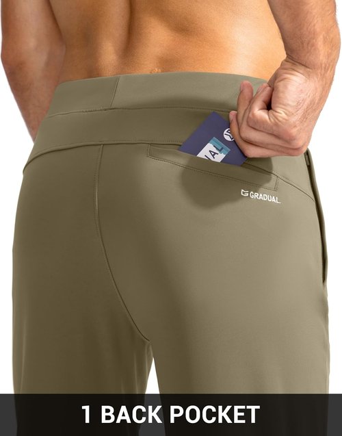 G Gradual Men's Golf Joggers - Slim Fit Stretch Sweatpants with Zipper Pockets | Ideal for Work & Running