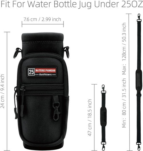 NATURE PIONEOR Water Bottle Holder - Adjustable Sling Carrier with Phone Pocket for 25oz-64oz Bottles