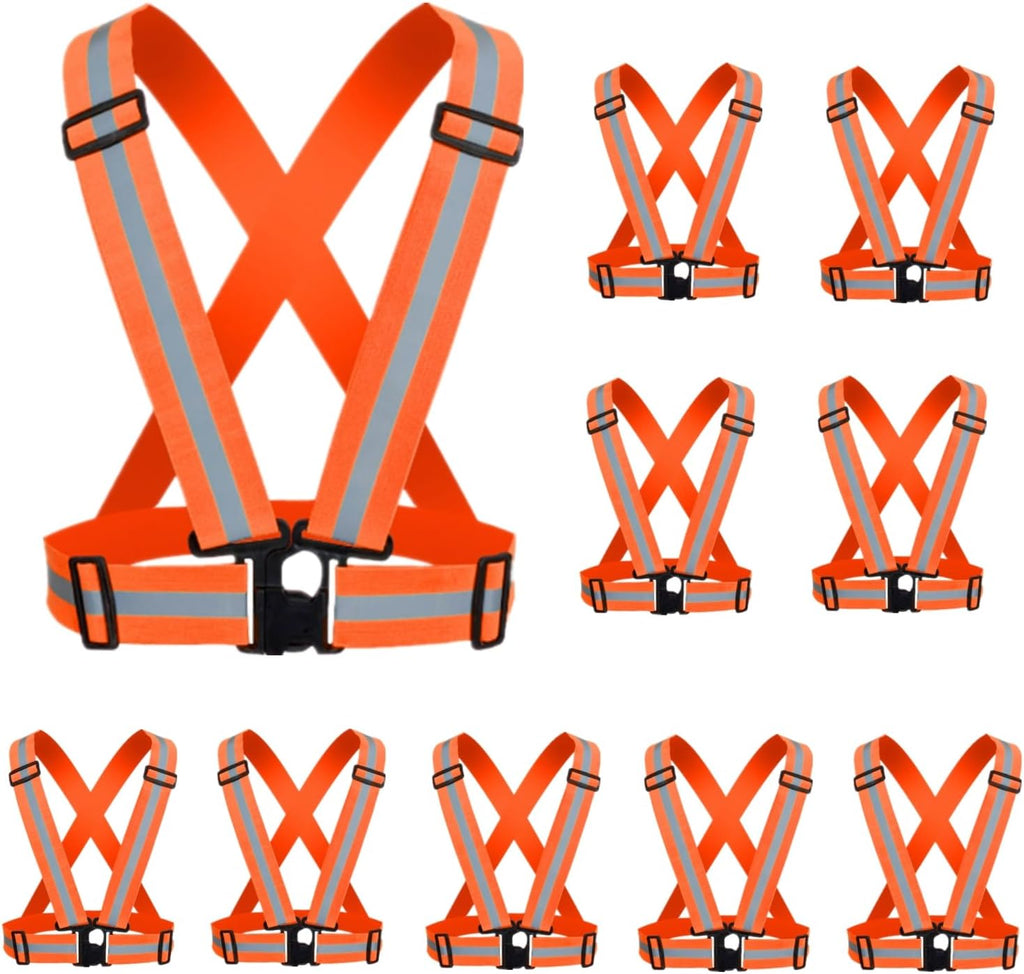 Reflective Strap Safety Vest by Skiennix - Adjustable High-Visibility Running Gear for Men & Women | 2-10 Pack