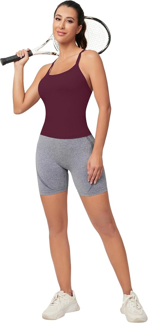 MathCat Workout Tank Tops - Sleeveless Gym Tops with Built-In Bra for Yoga | Seamless Racerback Design