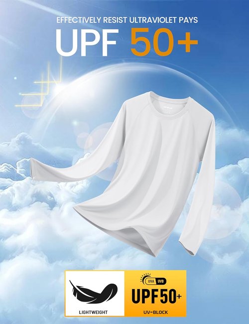 MAGCOMSEN Men's Long Sleeve UV Protection Shirts - UPF 50+ Dry Fit Athletic T-Shirts | 2 Pack