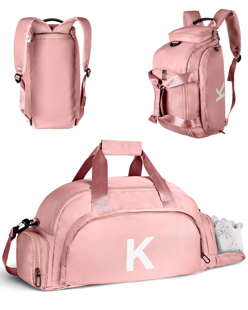 Vogewood Teen Girl Birthday Gift-Gifts for Teenage Girls, Initial Gym Bags with Shoe Compartment, Dance Bag for Girls, Kid Overnight Duffle Bags for Sport Gymnastics Cheer Travel Weekender (Letter K)