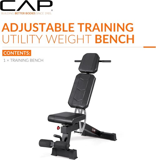 CAP Barbell Adjustable Weight Bench - Multi-Position Incline with 6 Backrest Adjustments & 600 LB Capacity | Home Gym Essential
