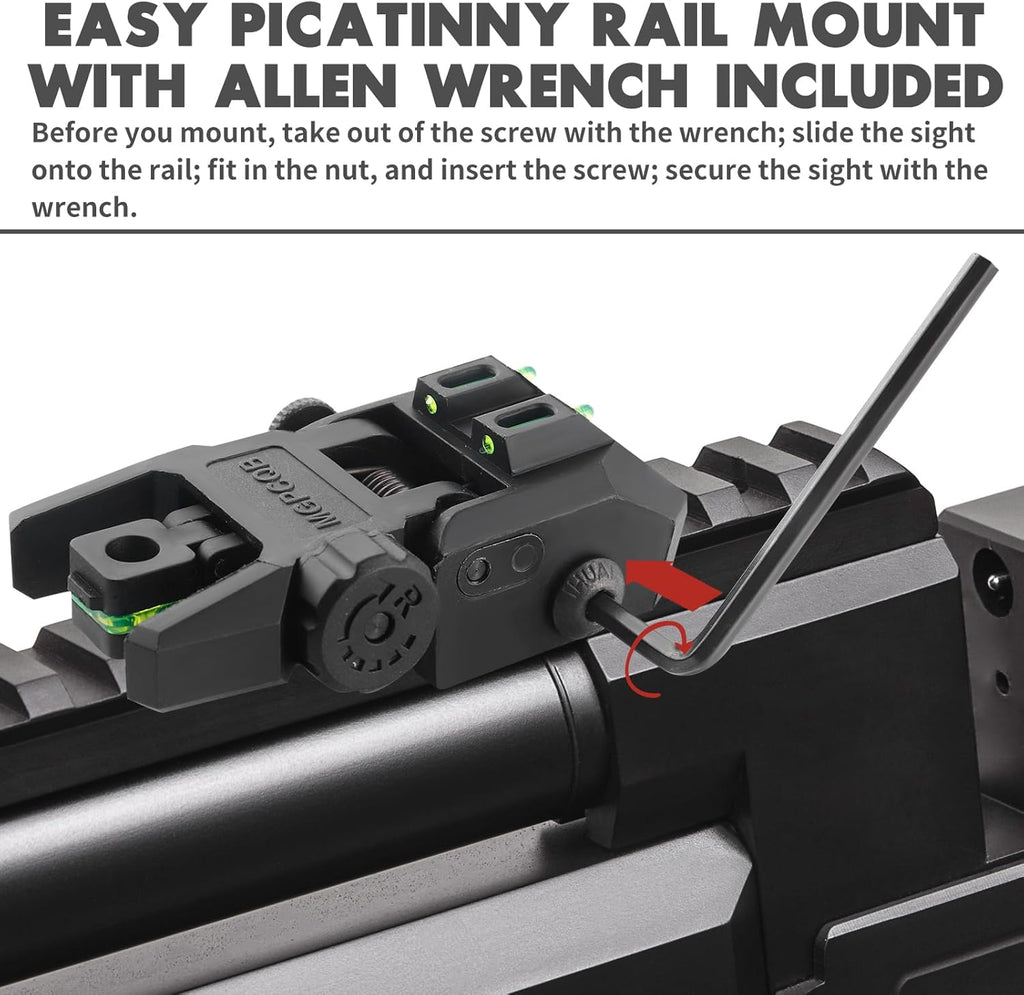 ZBULAR Fiber Optic Sights - Tool-Free Adjustable Flip-Up Front & Rear Backup Sights | Green & Red Dots