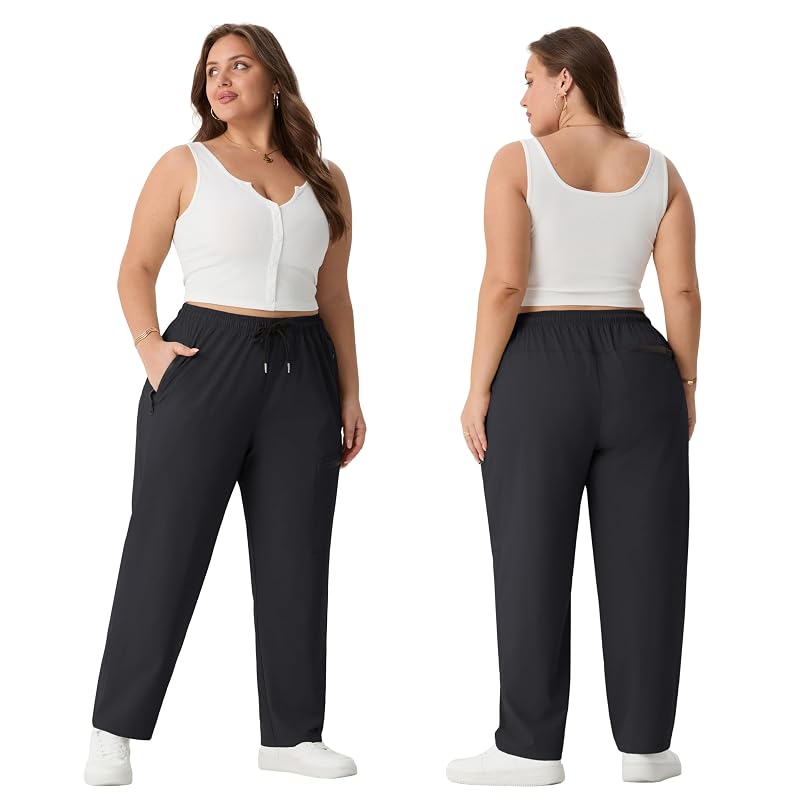Plus Size Hiking Pants with Quick-Dry, Water Resistant & UPF 50+ - Black 3X