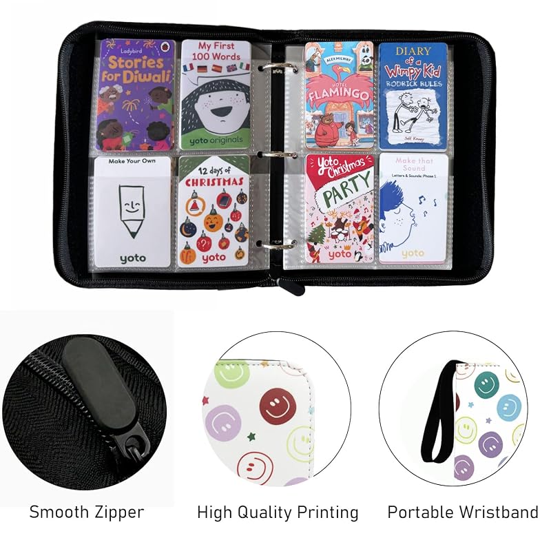 Thisness Smile Card Holder for Yoto Cards — 120 Card Capacity, Zippered PU Leather Case