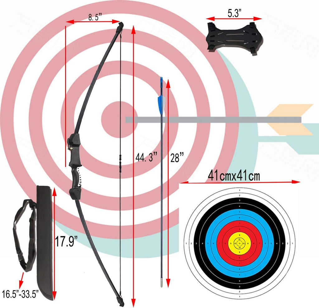 Skiennix 45" Youth Bow and Arrows Set - Beginner Recurve Archery Kit for Kids 8-12 | 9 Arrows & 4 Targets