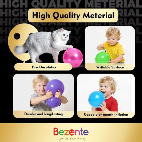 Bezente Pro Duralatex Metallic Gold Balloons - 100 Pack | 12-Inch Extra-Thick Gold Balloons for Stunning Party Decor