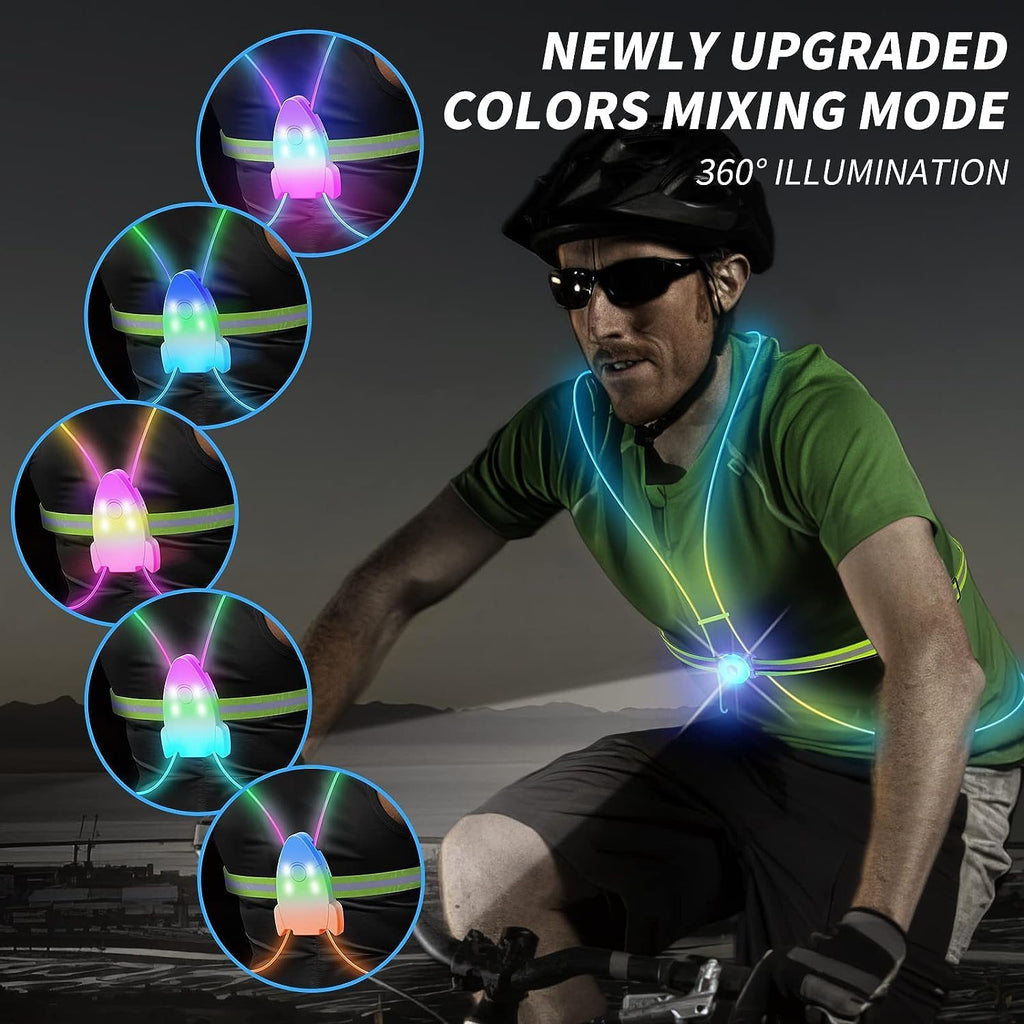 Skiennix LED Reflective Running Vest - High Visibility with Front Light for Men & Women | Ideal for Running, Cycling, Walking