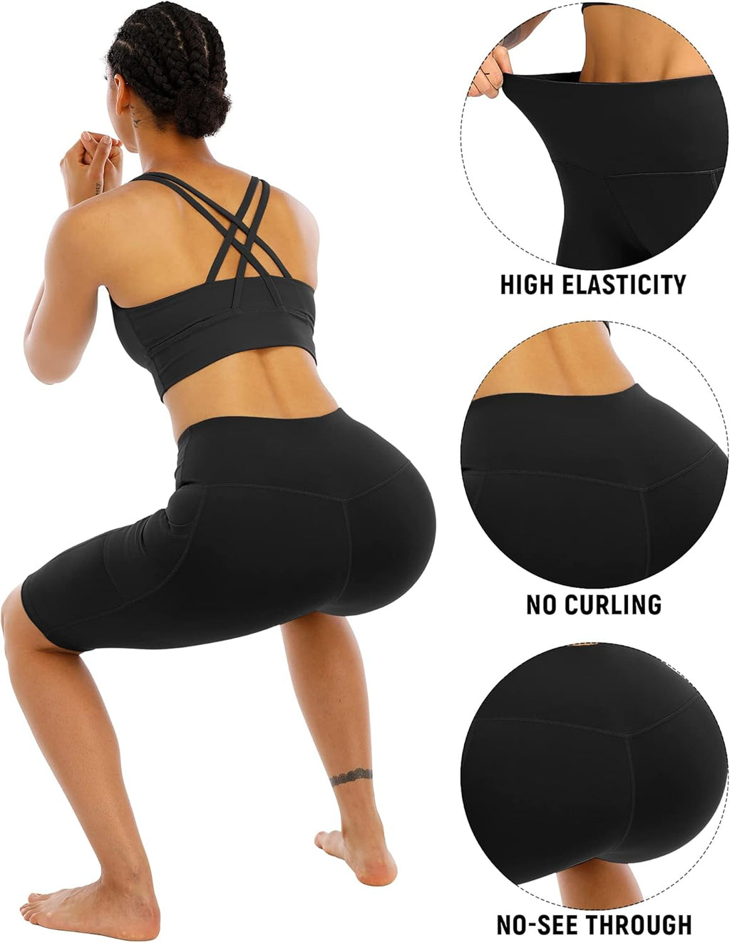 WHOUARE Biker Yoga Shorts - High Waisted with Pockets for Women | 4 Pack Athletic Workout Gear