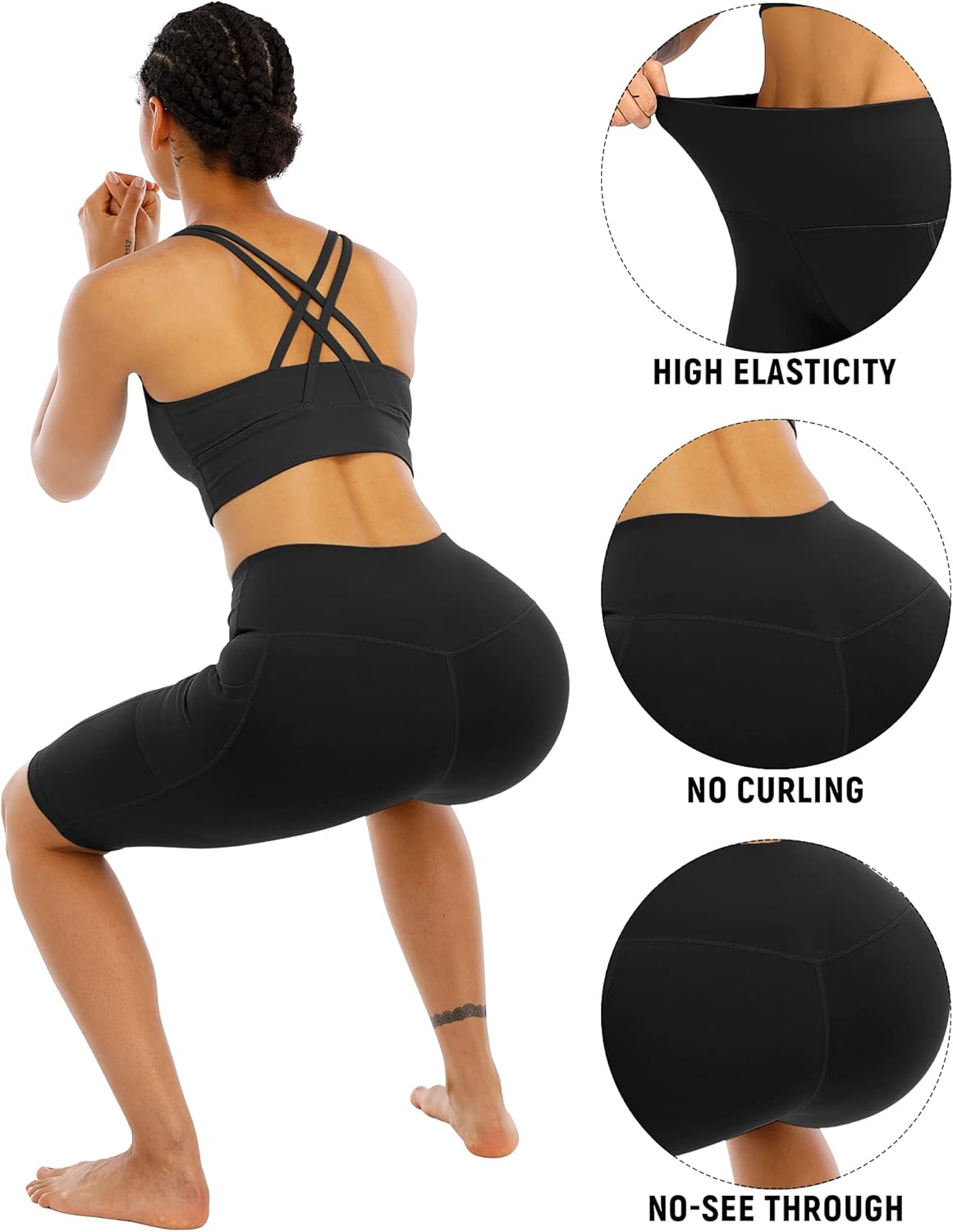 WHOUARE Biker Yoga Shorts - High Waisted with Pockets for Women | 4 Pack Athletic Workout Gear