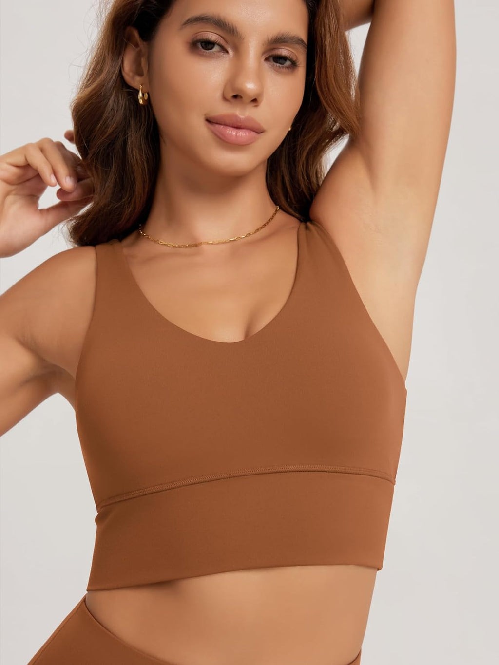 ODODOS Women's Sports Bra - Longline U-Back Design with V-Neck & Padded Comfort | Ideal for Yoga & Workouts