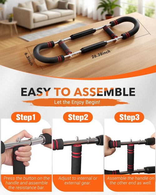 eWonLife Twister Arm Trainer - Adjustable 6 Resistance Level Arm & Chest Workout Equipment for Man Women Arm Trainer Chest Exerciser Portable Home Gym Equipment for Strengthen Upper Body (Red)