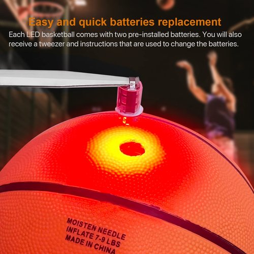 Waybelive 2Pcs LED Light Up Basketball Set, LED Basketball&Basketball Hoop Lights, Control LED Basketball Rim Light,16 Color Change by Yourself, Waterproof, Super Bright to Play at Night Outdoors