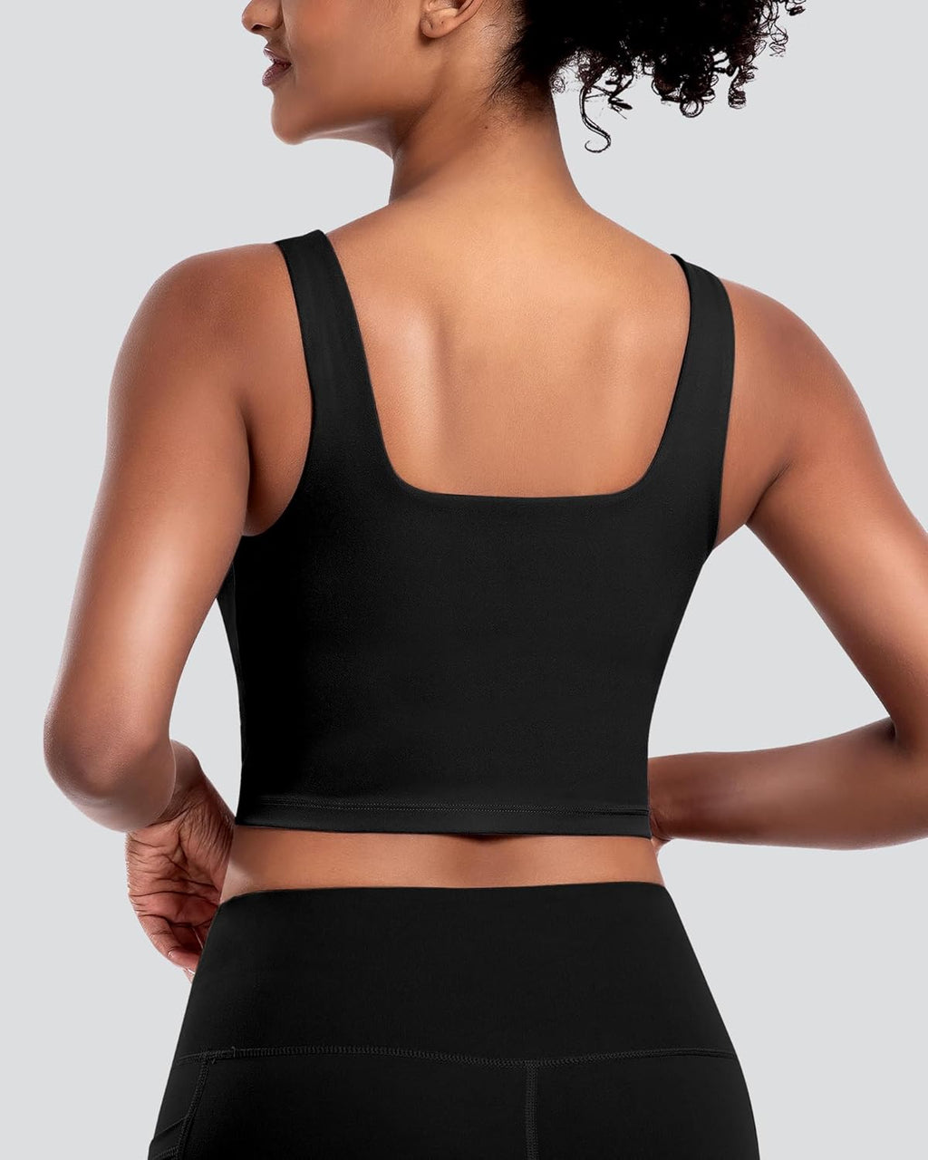 Skiennix Women's Sports Bras - 5-Pack Square Neck Longline Workout Crop Tops with Built-In Pads