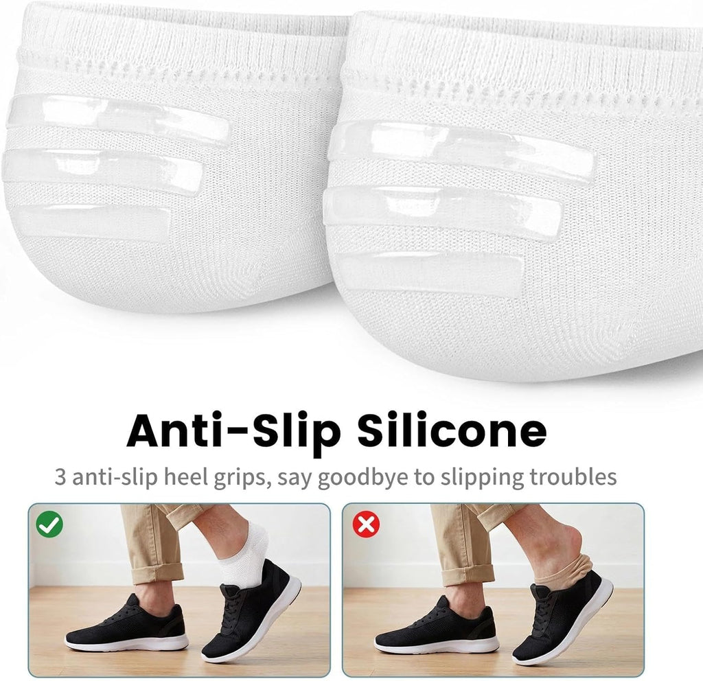 Wernies No Show Socks for Men - Low Cut Ankle Casual Cotton with Non-Slip Grips | Sizes 6-10 & 11-13