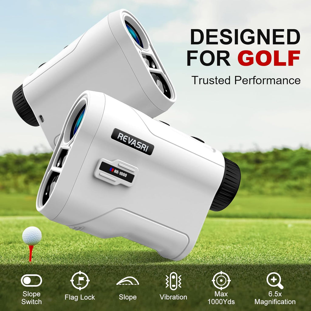 Revasri Golf Rangefinder - Slope & Pin Lock Vibration | Rechargeable 600/1000 Yards Laser Device
