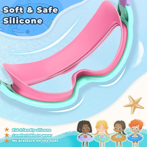Keary Kids Swim Goggles - UV Protection & Anti-Fog | 2-Pack for Ages 3-15, Perfect for Pool Fun