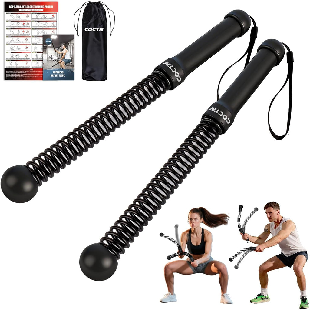 Skiennix Weighted Ropeless Battle Ropes - Heavy Duty Cordless Design for Home Gym | Ideal for HIIT & Strength Training