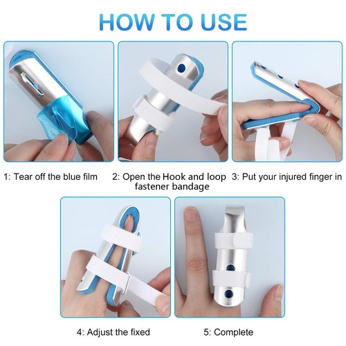 BBTO 10 Pieces Finger Splint Metal Finger Support Knuckle Stabilizer with Soft Foam Interior and Protective Vent, 3 Sizes(Blue,10 Pieces)