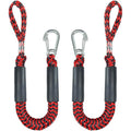 2 ft Bungee Dock Lines with 316 Stainless Snap Hooks – 2 Pack for Boat Mooring (Red & Black, 2 Feet) - Geelu