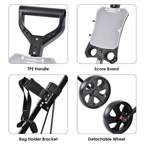 DORTALA Golf Cart, 2 Wheel Foldable Golf Trolley Push Pull Cart with Scoreboard, Multifunctional and Convenient Golf Cart Quickly Opened and Closed