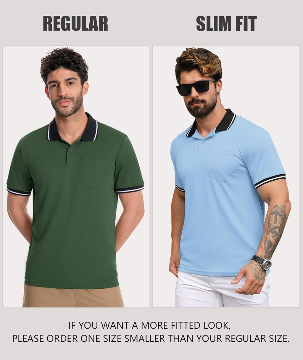ZITY Men's Polo Shirt - Casual Short Sleeve Athletic Tee with Contrast Collar & Pocket