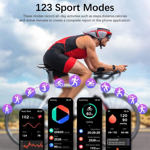 Smart Watches for Men (Answer/Make Call), Fitness Tracker with 123 Sport Modes, Heart Rate Monitor, Spo2, Step Counter, Sleep Tracker, IP68 Waterproof Sports Watch, Fitness Watch for iPhone ＆ Android
