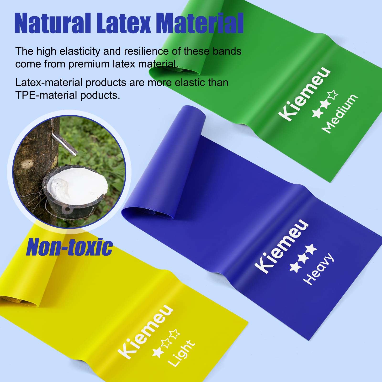 Latex Flat Resistance Bands for Physical Therapy and Rehab, Pilates, Yoga