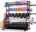 Skiennix XL Adjustable Weight Rack - Dumbbell & Barbell Storage Stand with 3 Olympic Racks | Home Gym Organizer