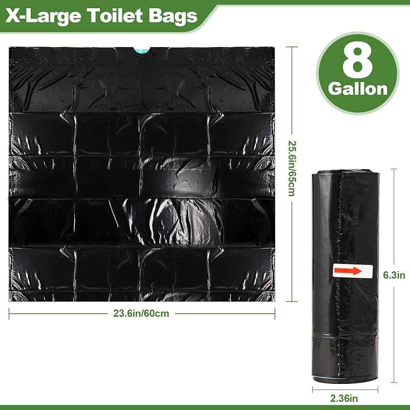 8 Gal Camping Toilet Bags – 30 Count, Unscented, Portable Waste Bags (Variation: Unscented-30 Bags Only)