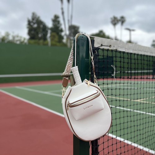 LITMON Pickleball Bag for Women, Cute Stylish Paddle Bag, Leather Crossbody with Adjustable Strap & Fence Hook