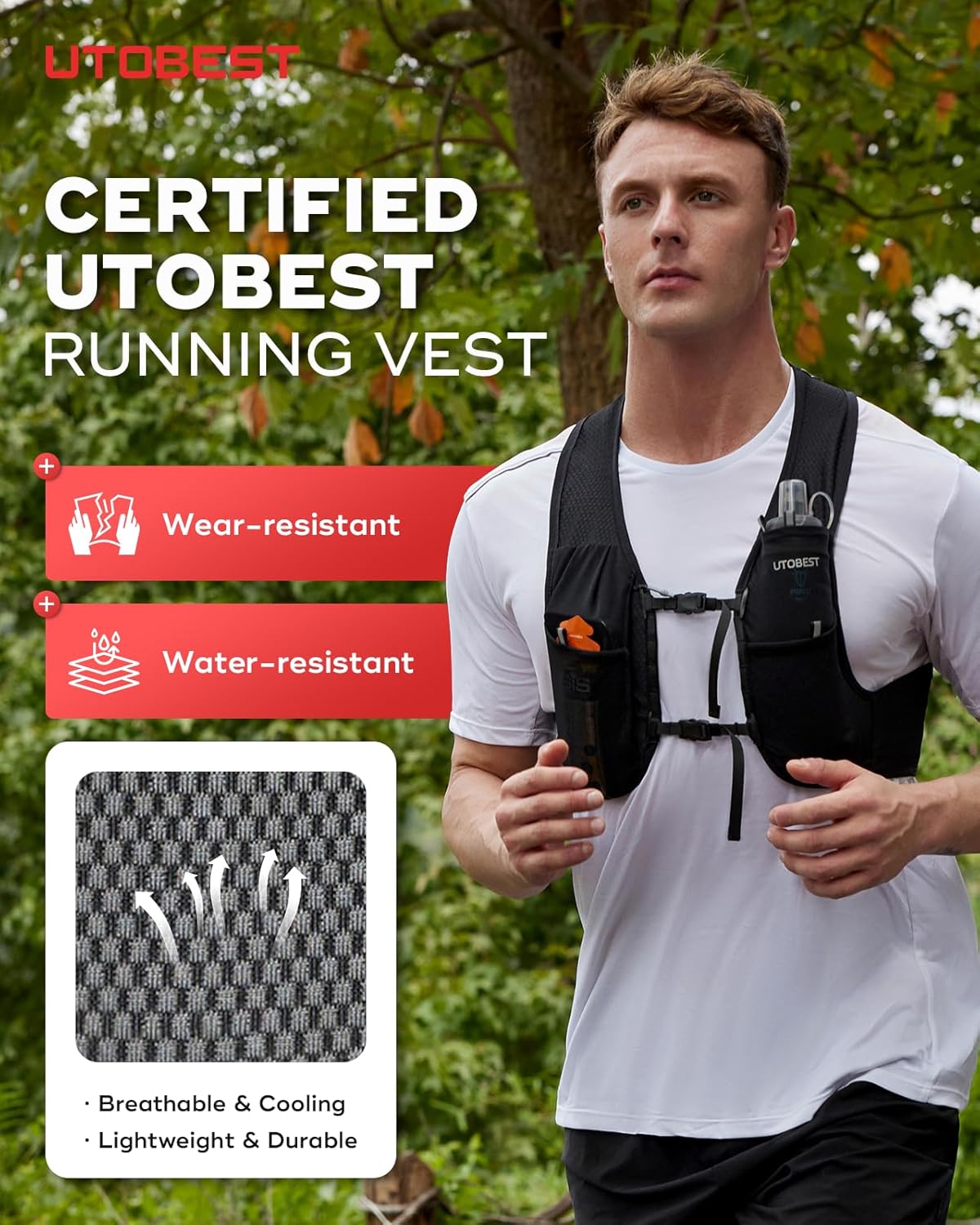 UTOBEST Ultra-Light Running Vest | Breathable Hydration Gear for Trail Hiking & Jogging